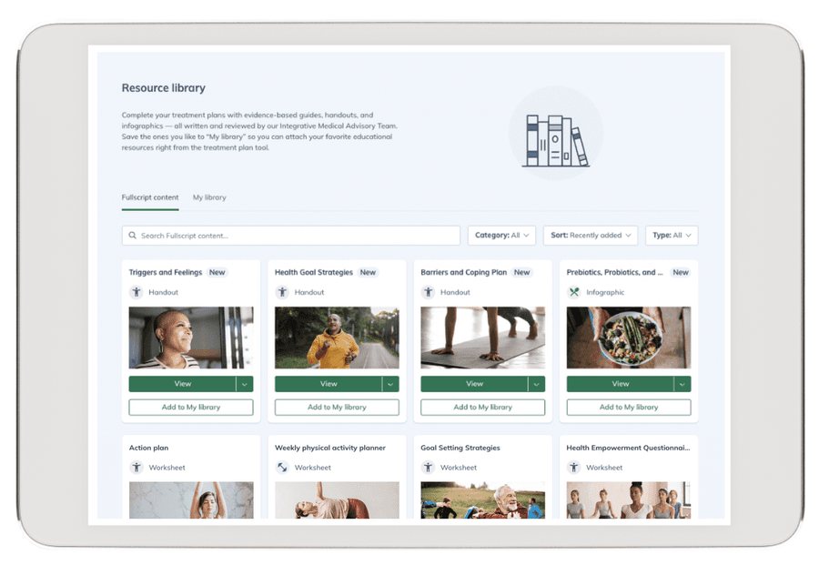 fullscript in-app resource library