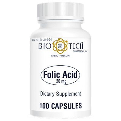 Folic Acid 20mg (100 capsules)