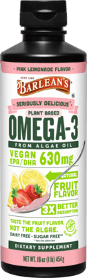 Seriously Delicious Omega-3 from Algae Oil Pink Lemonade (454 Grams)