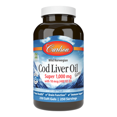Cod Liver Oil Gems™, Super 1,000 mg (250 Softgels)