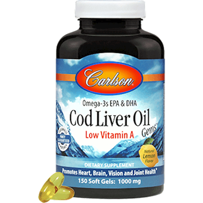 Cod Liver Oil Low Vitamin A Lemon (150 Softgels)