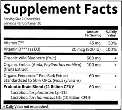 Dr. Formulated Brain Health Organic Attention/Focus Kids (60 Chewables)