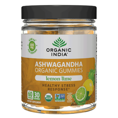 Organic Ashwagandha Gummies, Lemon Lime (60 gummies)