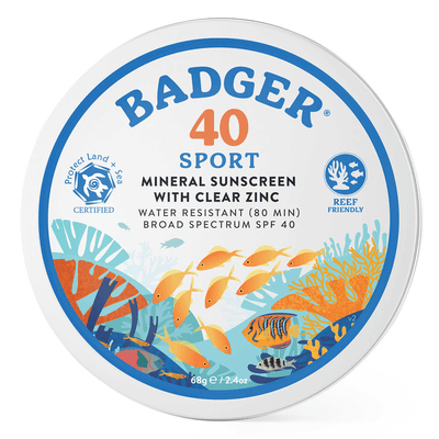 Badger SPF 40 Sport Mineral Sunscreen Tin (2.4 Ounces)