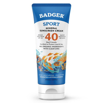 Badger SPF 40 Sport Mineral Sunscreen Cream (2.9 Ounces)