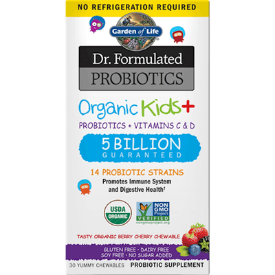 Dr. Formulated Probiotics Organic Kids+ Shelf-Stable, Berry Cherry (30 Chewables)