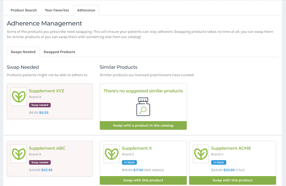 Fullscript platform image showing similar products