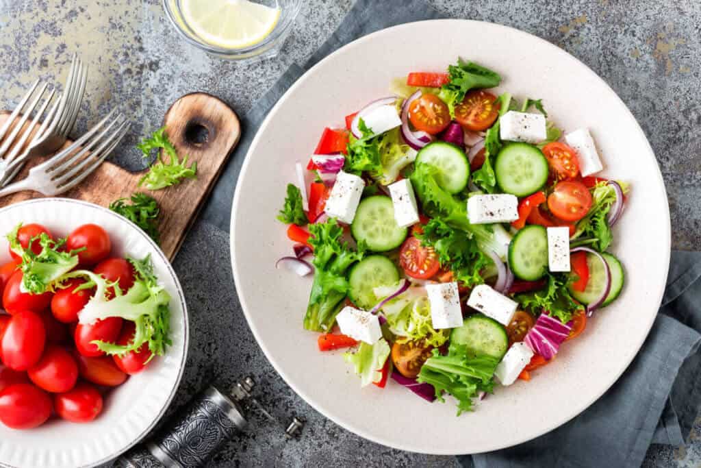Mediterranean salad with Mediterranean vegetables