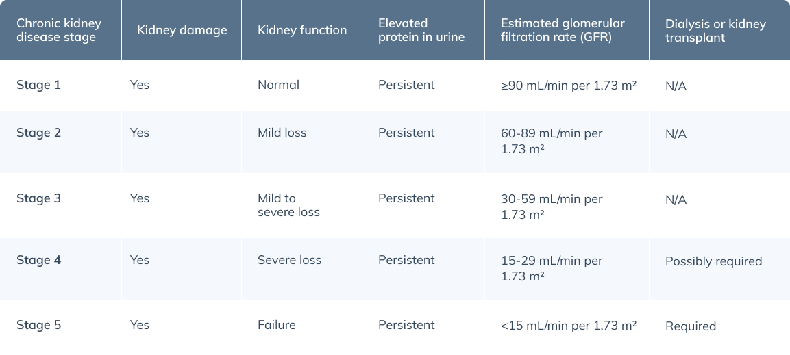 kidney disease stages table