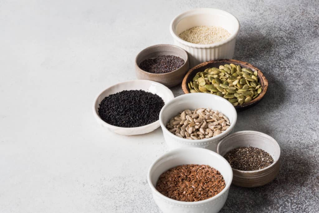 Dishes full of seeds