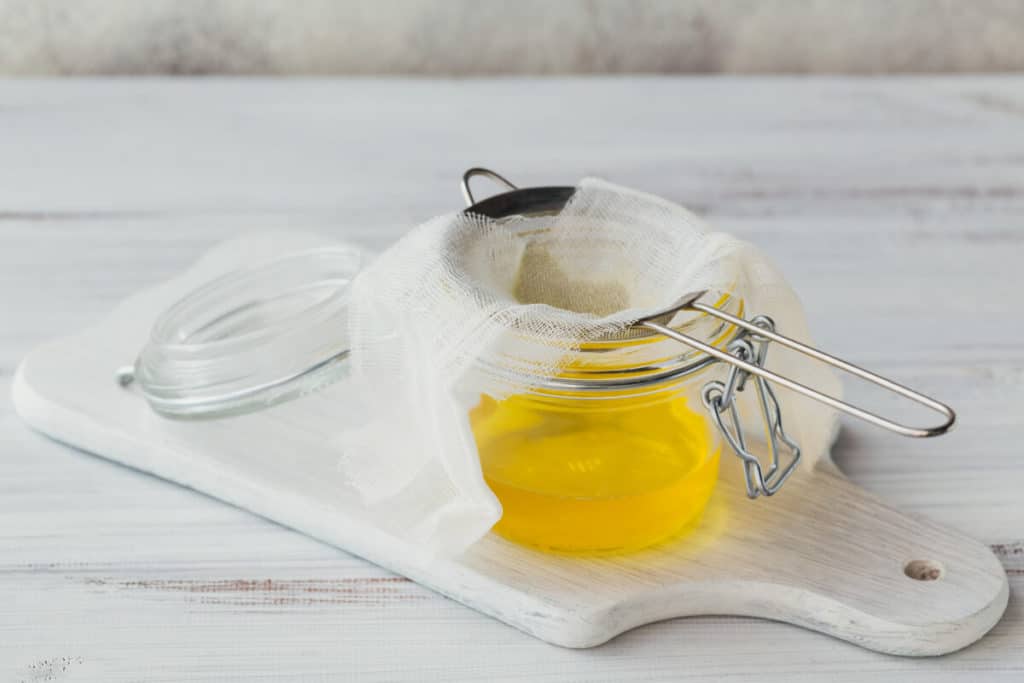 Jar of ghee cooking oil