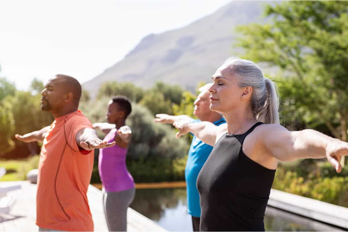 People meditating