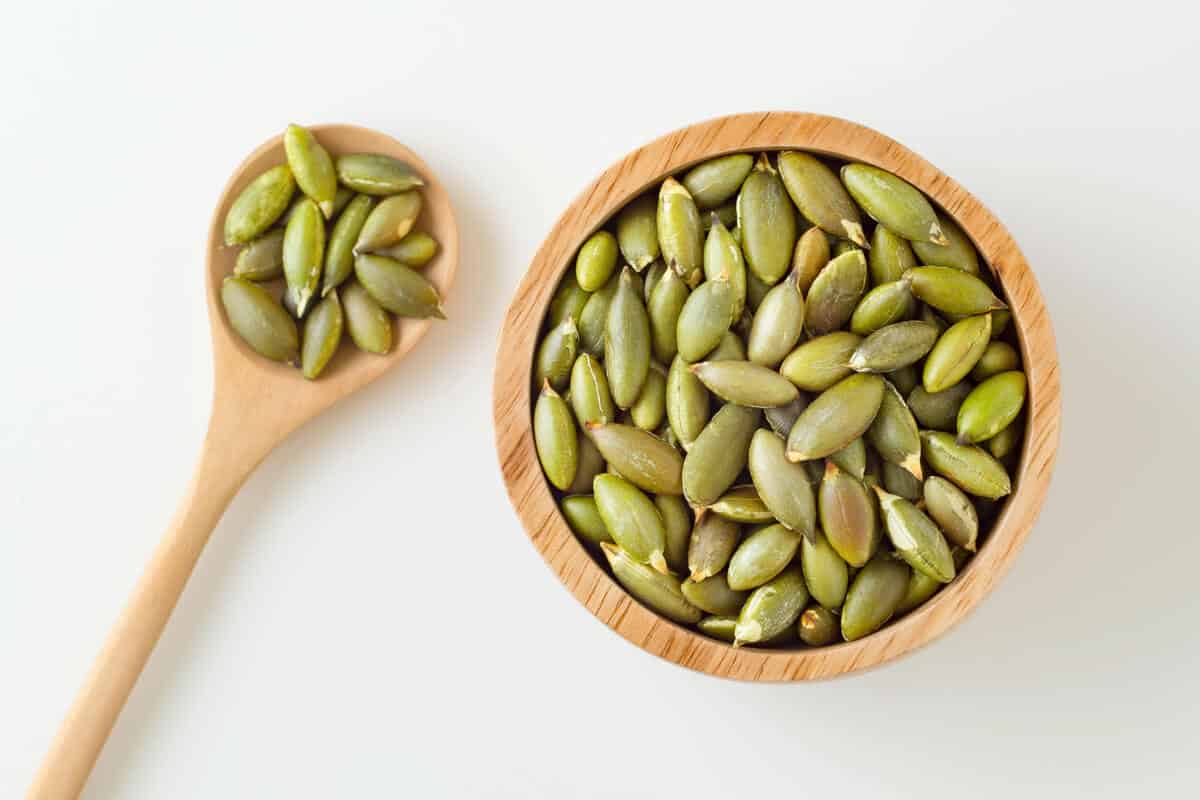 Pumpkin seeds, a food high in magnesium