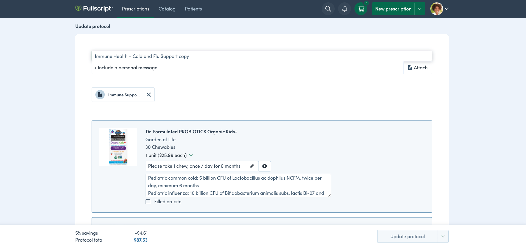fullscript protocol customization