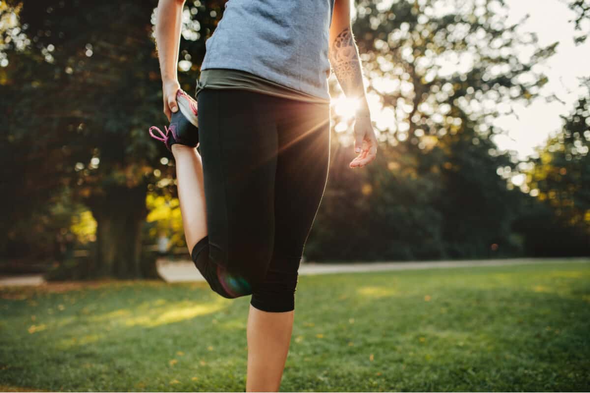 Health habits stretching outside