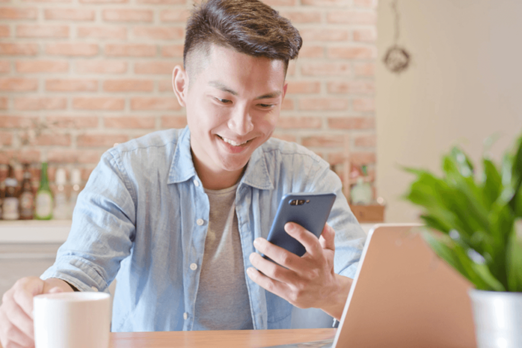 Man looking up medical information on Google