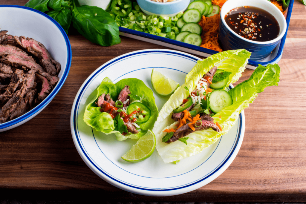 colorful vegetarian lettuce wraps for gut health 