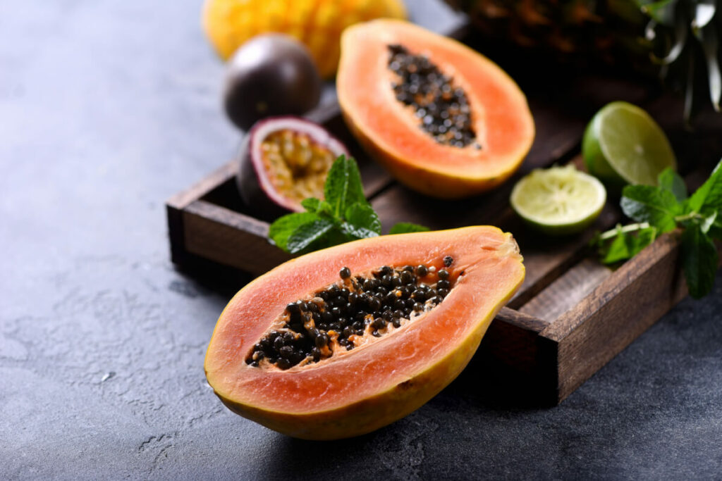 papaya fruit with proteolytic enzymes